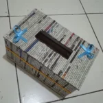 Tempat Tisu koran sedotan anyaman prakarya