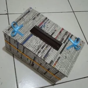 Tempat Tisu koran sedotan anyaman prakarya