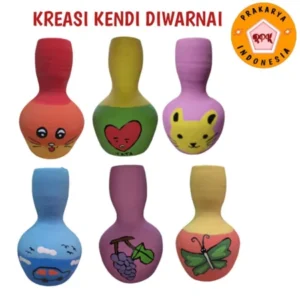 VAS BUNGA KREASI KENDI DENGAN CAT, KENDI BIJI BIJIAN, KENDI TEMPEL KAIN