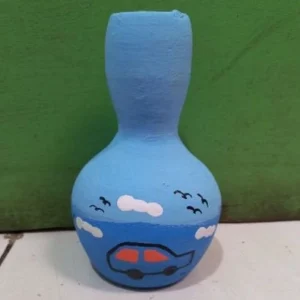 VAS BUNGA KREASI KENDI DENGAN CAT, KENDI BIJI BIJIAN, KENDI TEMPEL KAIN