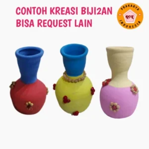 VAS BUNGA KREASI KENDI DENGAN CAT, KENDI BIJI BIJIAN, KENDI TEMPEL KAIN